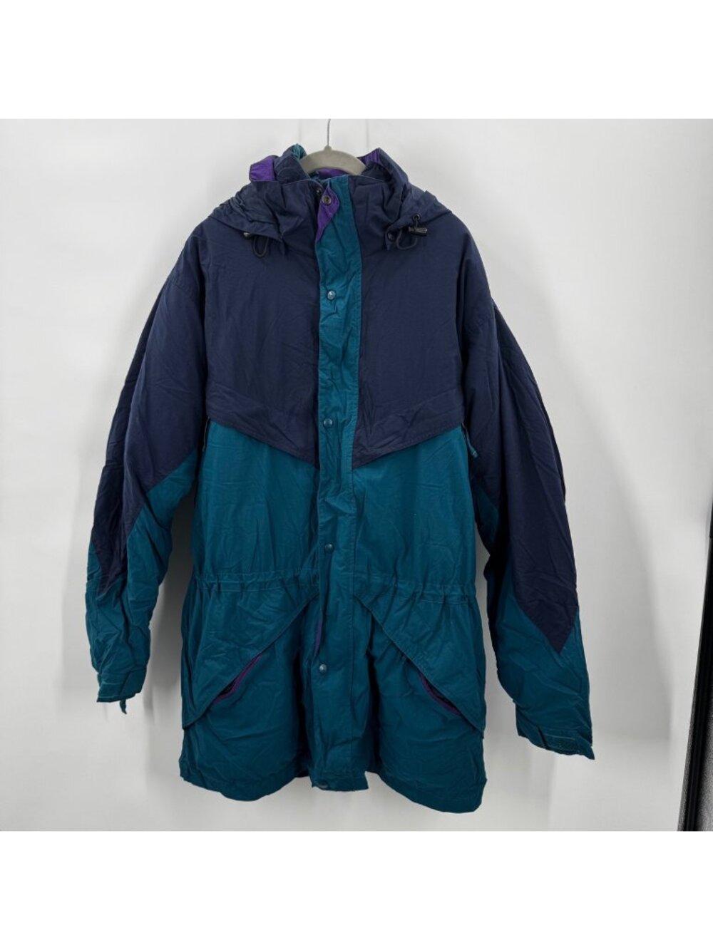 Lands End Two Jackets In One W/Reversible Inner Jacket Navy/Teal/Purple Size L